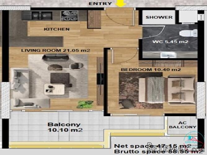 Apartman Emerald Mezitli, Mersin - Turska 52 m2 - 2
