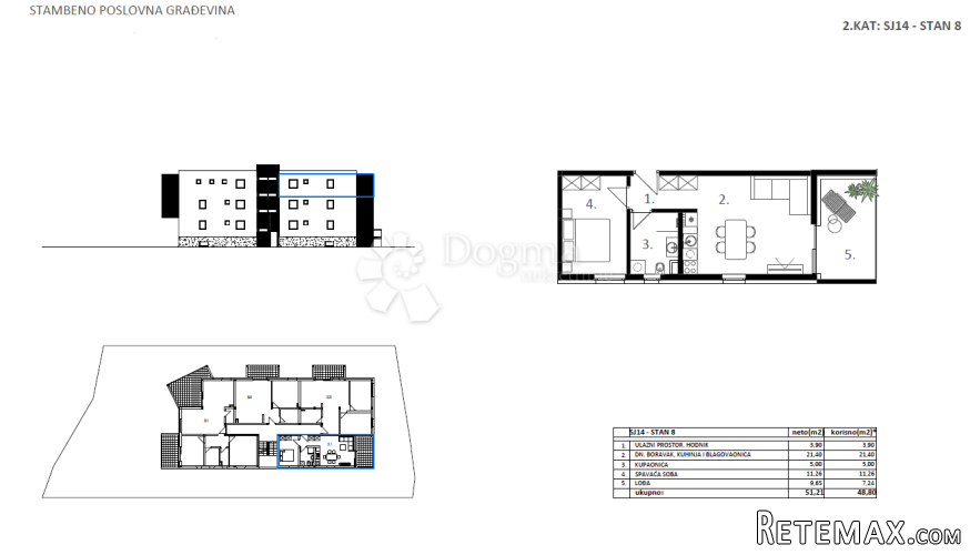 Novogradnja Vodice - SJ 14, STAN 8 - 48,80 m² - 2