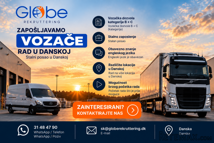 Vozači B i C/CE kategorije za rad u Danskoj