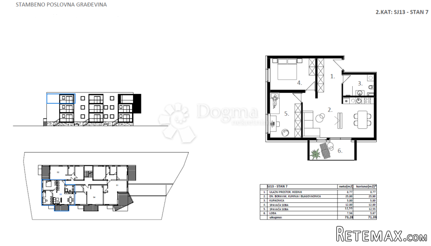 Novogradnja Vodice - SJ 13, STAN 7 - 71,39 m² - 2