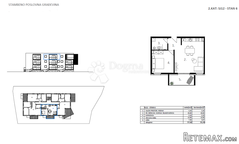 Novogradnja Vodice - SJ 12, STAN 6 - 55,93 m² - 2