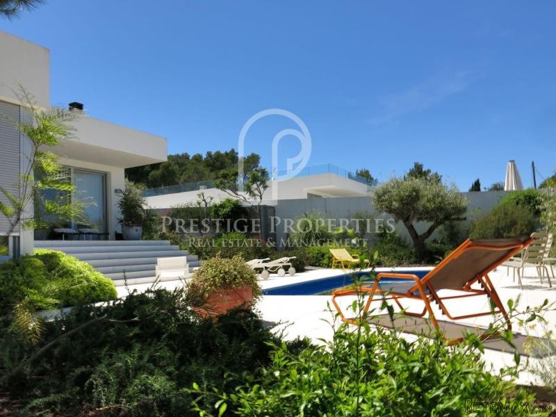 Modern villa with Mediterranean garden..