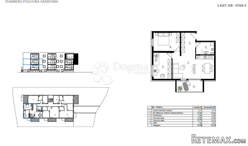 Novogradnja Vodice - SJ 9, STAN 3 - 71,39 m² - 2