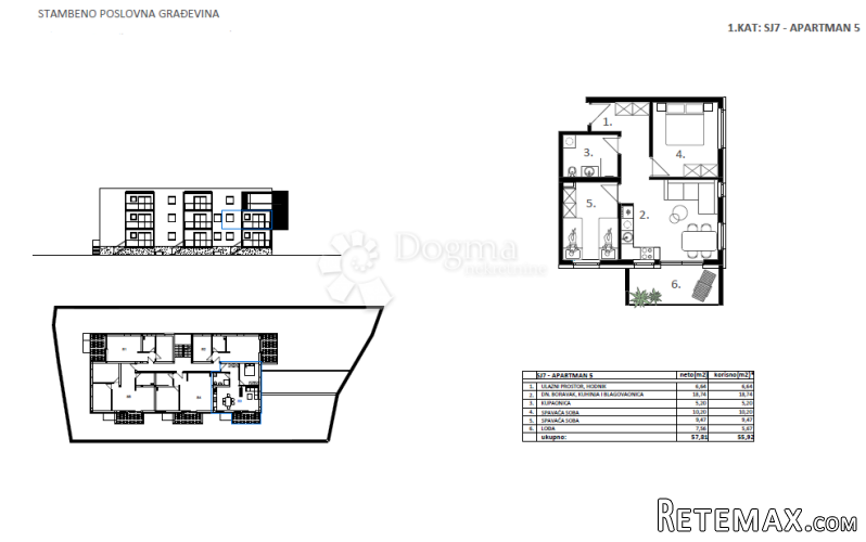 Novogradnja Vodice - SJ 7, APARTMAN 5 - 55,92 m² - 2
