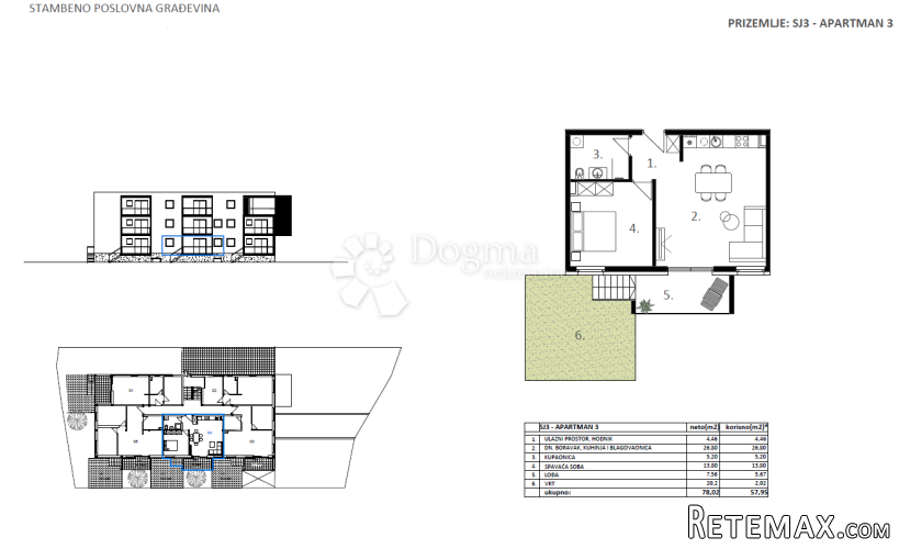 Novogradnja Vodice - SJ 3, APARTMAN 3 - 57,95 m² - 2