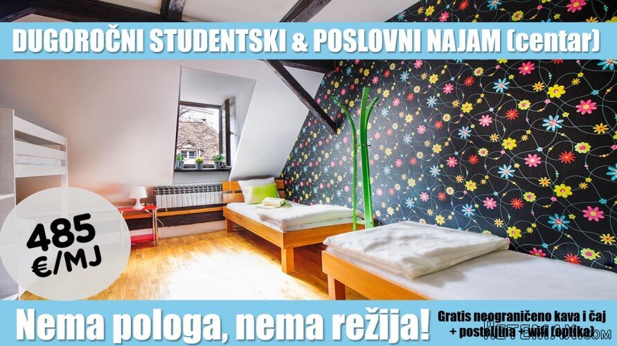 Studentski i poslovni najam -nema režija ni pologa,ZG centar