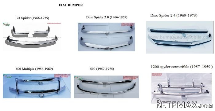 Fiat (1957 to 1975) Bumper Parts for Classic car