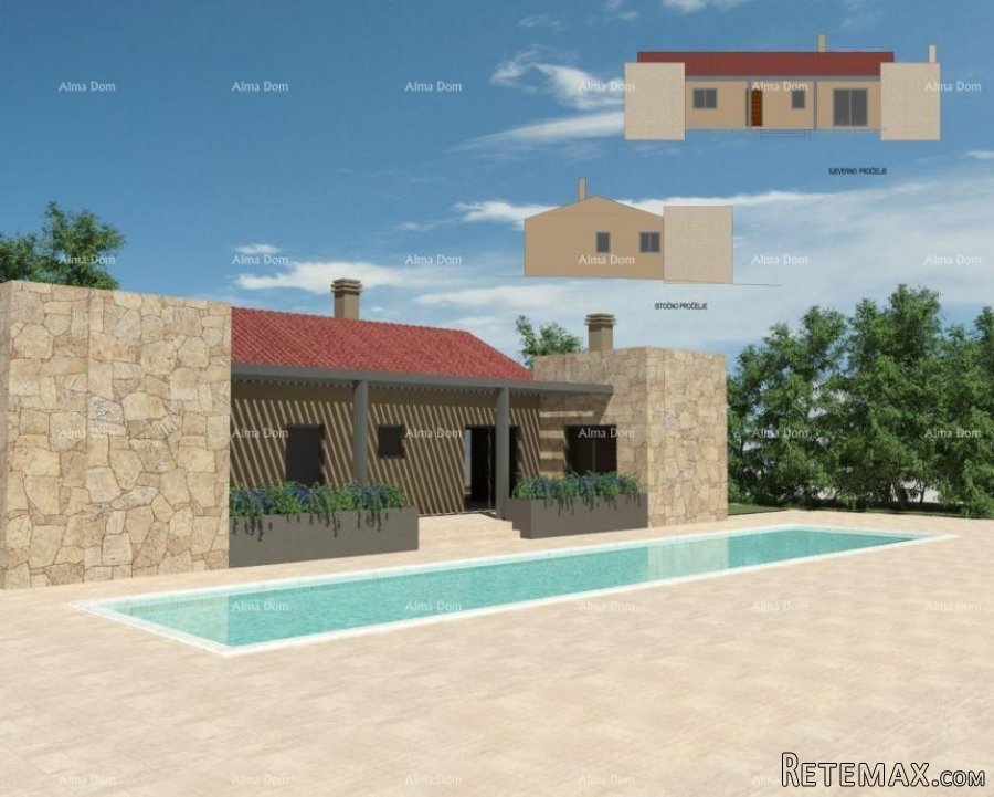 Građevinsko zemljište s projektom, blizina Marčane