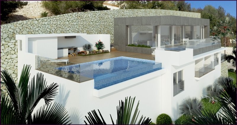 Modern design villa with panoramic sea..