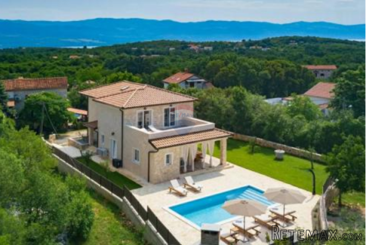 OTOK KRK-DOBRINJ moderna mediteranska kamena villa s bazenom