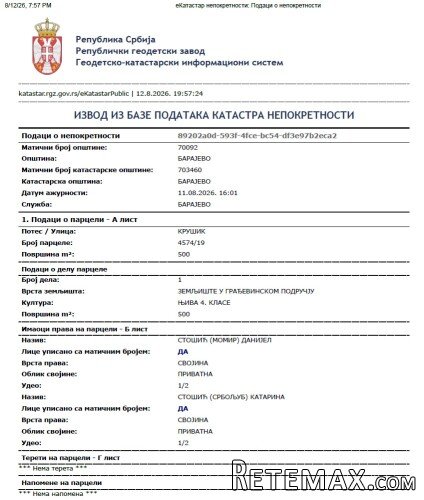 Barajevo-gradjevinski plac 5 ari - 11