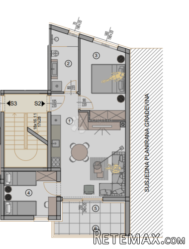 Novogradnja Pula - 58 m2, 1. kat (Z4S2) - 2