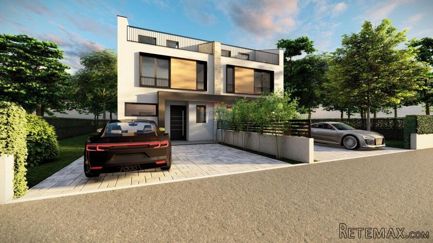 Poreč, okolica, moderna duplex kuća u izgradnji sa pogledom