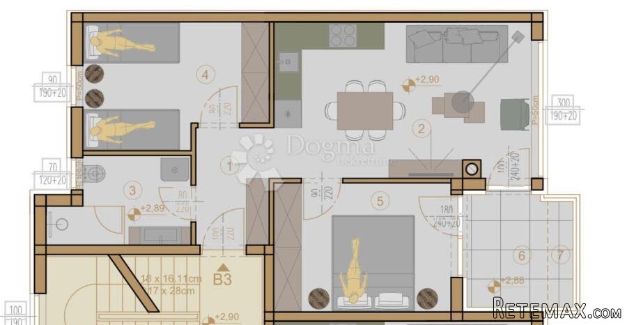 Novogradnja Pula širi centar - 55 m2, 1. kat (B3) - 2