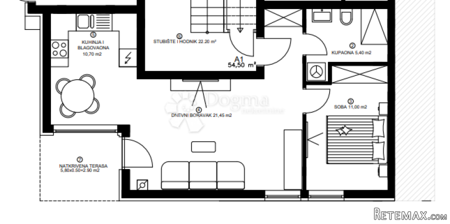 Novoradnja Valmade netto 54,50 m2 - Zgrada N, Stan A1 - 2