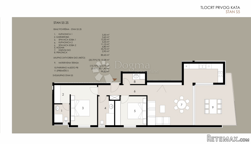 Privlaka -Mletak / 2S+DB / 99,88m2 - 3