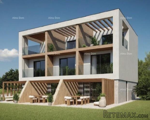 Medulin, Moderni troetažni apartman s pogledom na more, tri..