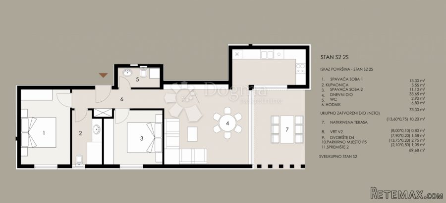 Trosoban stan 89,68 m2-Privlaka-Mletak novogradnja - 3