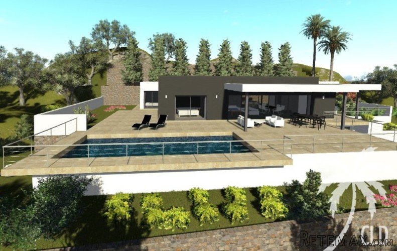 Modern villa project on a plot of 864 m2, with sea views...