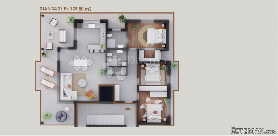 Luksuzan stan 140m2,otok Vir-pogled na more - 2