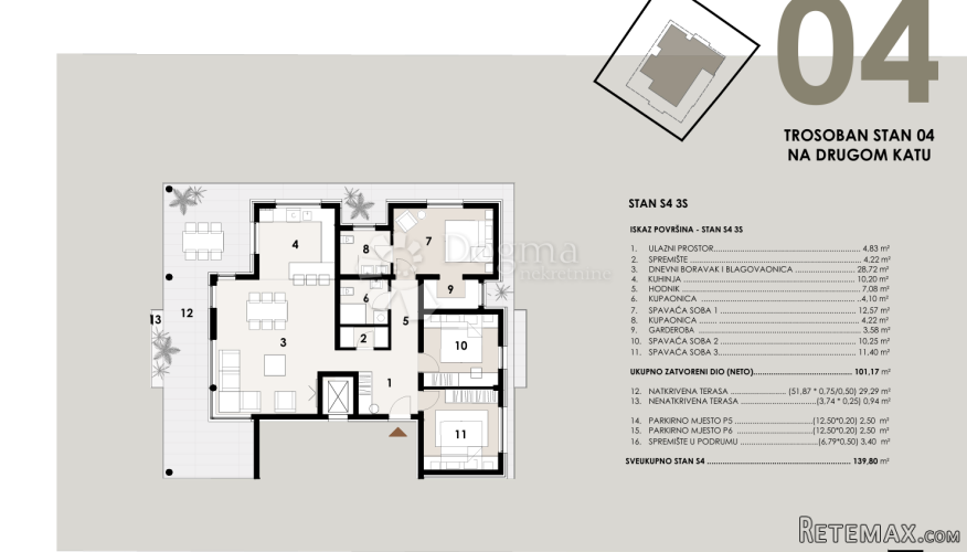 Luksuzan stan 140m2,otok Vir-pogled na more - 3