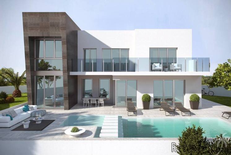 Modern detached villa in the mountains of Busot. These..