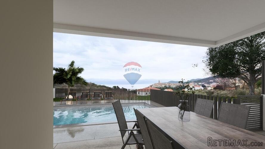 Otok Krk, Vrbnik - Apartman u prizemlju s bazenom i panorams