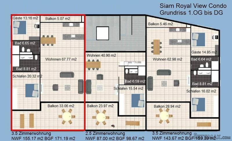 Siam Royal View condo - generous 2 plus.. - 2
